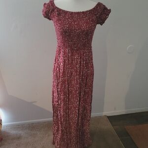 Floral off the shoulder dress with 2 high slits on each aide